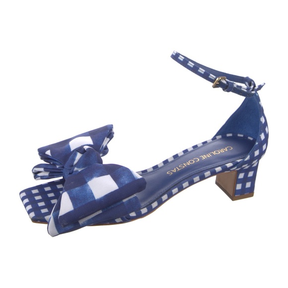 Caroline Constas Blue and White Checkered Heels - Picture 2 of 3